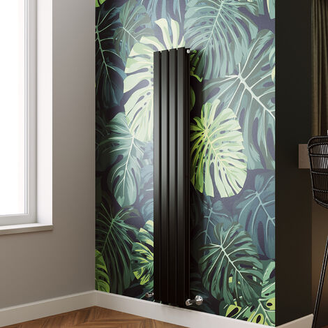 ELEGANT Modern Flat Panel Central Heating Radiator Black Vertical Double Panel Rads 1600 x 272mm