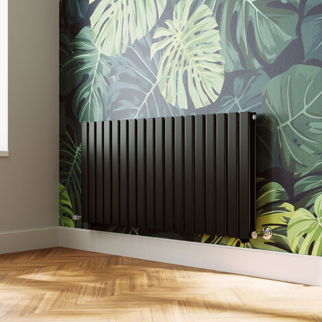 ELEGANT Modern Flat Panel Central Heating Radiator Black Horizontal Double Panel Rads 600 x 1224mm