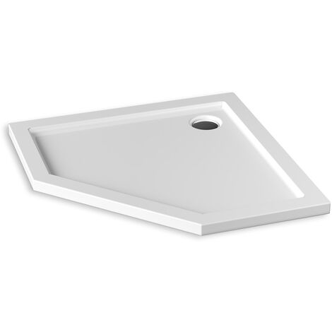 ELEGANT Diamond-shaped Shower Enclosure Stone Tray Free Waste 900 x 900mm (1/5)
