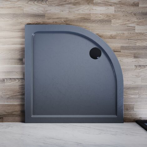ELEGANT Anti-Slip Quadrant Stone Shower Tray Gray with Free Waste 800 x 800 x 40mm