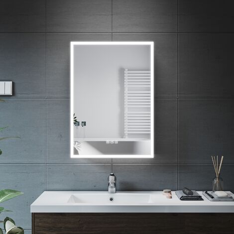 ELEGANT LED Bathroom Cabinet Stainless Steel Cupboard Mirror Cabinet with Shavor Socket Touch Sensor 500x125X700mm Demister Bluetooth