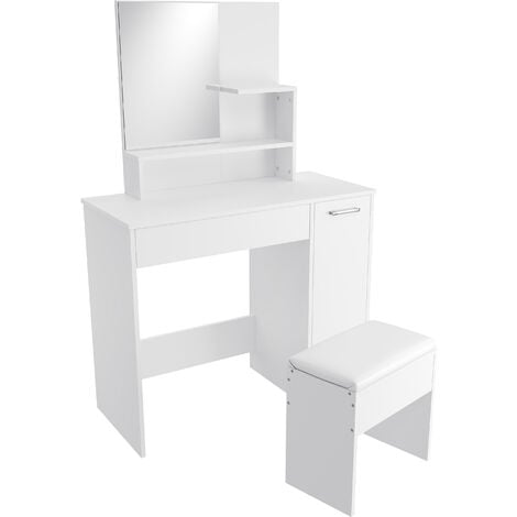 ELEGANT Furniture Drawers Dressing Table Large Cabinet Storage Makeup Desk Bedroom White Vanity Set with Stool