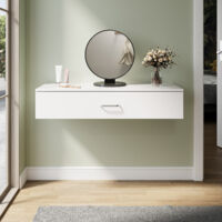 ELEGANT Dressing Table, Single Table High Gloss Dressing Cabinet with 1 Large Drawers, Modern Design Applicable to Multiple Scenarios, White, 1000×380×200mm