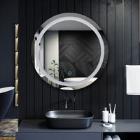 ELEGANT Bathroom Mirror Round Copper-Free Silver Mirror 700x700mm Illuminated Bathroom Light Bathroom Mirror with Demister Pad