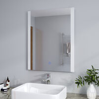ELEGANT LED Illuminated Bathroom Mirror Vertical Horizontal Mirror 800x600mm Bathroom Mirror with Demister Pad