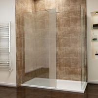 ELEGANT Walk in Shower Enclosure Wetroom Shower Glass Panel with 1200 x 800mm with Stone Tray
