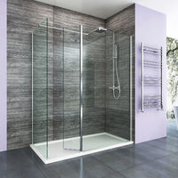 ELEGANT Walk in Shower Enclosure 8mm Easy Clean Glass 700mm Wetroom Shower Glass Panel with 700mm Side Panel and 300mm Flipper Panel