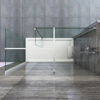 ELEGANT 1400 x 900mm Walk in Wetroom Shower Enclosure Panel with 300mm Flipper Panel 8mm Easy Clean Glass Shower Screen + Shower Tray