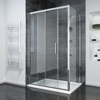 ELEGANT 1100mm Sliding Shower Door Modern Bathroom 8mm Easy Clean Glass Shower Enclosure Cubicle with 700mm Side Panel