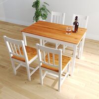 ELEGANT Solid Wooden Dining Table and 4 Chairs Set, Dining Kitchen Furniture - Honey, Natural Pine
