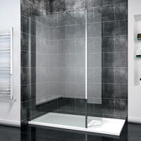 ELEGANT 700mm Wet Room Shower Screen Panel 8mm Easy Clean Glass Walk In Shower Enclosure with 300mm Flipper Panel