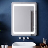 ELEGANT Rectangular LED Illuminated Bathroom Mirror with Light 800 x 600mm Sensor + Demister