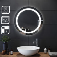 ELEGANT 600 x 600mm Round Illuminated LED Bathroom Mirror Touch Sensor + Demister