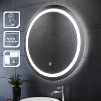 ELEGANT 800 x 800mm Round Illuminated LED Bathroom Mirror Touch Sensor + Demister