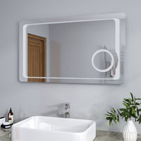 ELEGANT 1000 x 600mm Anti-foggy Wall Mounted Mirror, Frontlit LED Illuminated Bathroom Mirror with 230V Shaver Socket, 3 Times Magnifying