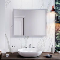 ELEGANT 600 x 500mm Anti-foggy Wall Mounted Mirror,Frontlit LED Illuminated Bathroom Mirror with Bluetooth Audio