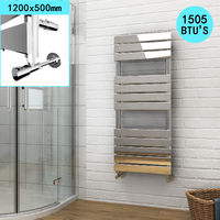 ELEGANT 1200 x 500 Chrome Flat Panel Heated Towel Rail Bathroom Radiator