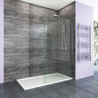 ELEGANT 1100mm Frameless Wet Room Shower Screen Panel 8mm Easy Clean Glass Walk in Shower Enclosure with Support Bar