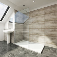 Elegant Walk in Shower Door 760x1850mm Wet Room Screen Glass 6mm Tempered Safety Glass Panel with Support Bar