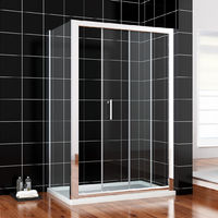 ELEGANT Sliding Shower Enclosure 6mm Safety Glass Reversible Bathroom Cubicle Screen Door with Side Panel 1100 x 800 mm