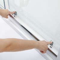 ELEGANT Sliding Shower Enclosure 6mm Safety Glass Reversible Bathroom Cubicle Screen Door with Side Panel 1100 x 800 mm