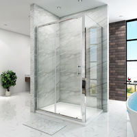 ELEGANT 1700 x 700 mm Sliding Shower Enclosure 6mm Tempered Glass Reversible Cubicle Door Screen Panel + Side Panel