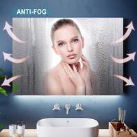 ELEGANT Horizontal Vertical LED Illuminated Bathroom Mirror 900 x 700 mm Mirror Light Touch Sensor + Demister