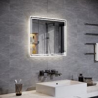 ELEGANT Illuminated LED Bathroom Mirror Lights Touch Sensor 600 x 500 mm Horizontal Vertical Mirror