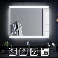 ELEGANT Illuminated LED Bathroom Mirror Light 900 x 700 mm Horizontal Vertical Mirror Touch Sensor with Demister