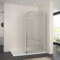ELEGANT Wet Room Shower Screen Panel 8mm Easy Clean Glass 700mm Walk In Shower Enclosure with 300mm Flipper Panel