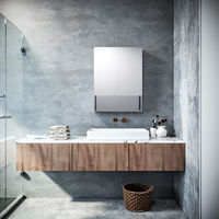 ELEGANT Silver Double Mirror Wall Mounted Cabinet. 800 x 600 mm Stainless Steel Bathroom Wall Cabinets 2 Door with 3 Shelves