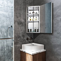 ELEGANT Stainless Steel Corner Cabinet Wall Mounted Bathroom Storage Cabinets Single Door with 3 Shelves 600 x 300 mm