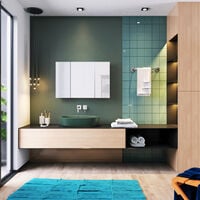 ELEGANT Bathroom Cabinet Triple Mirror Wall Mounted Stainless Steel 600 x 900 mm Modern Storage Cupboard Adjustable Shelves