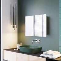 ELEGANT Stainless Steel Bathroom Mirror Cabinet 600 x 800 mm Wall Mounted Storage Cabinets 2 Door with 2 Adjustable Shelves