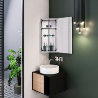 ELEGANT Stainless Steel Corner Cabinet 600 x 300 mm Wall Mounted Bathroom Storage Cabinet Single Door with 3 Shelves