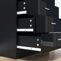 ELEGANT 4 Drawer Chest High Gloss Black Bedside Cabinet with Metal Handles