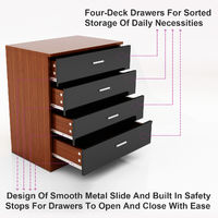 ELEGANT Modern High Gloss 4 spacious Drawer Chest with Metal Handles for Bedroom or Home Storage Organizer, Black/Walnut