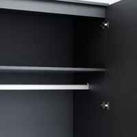 ELEGANT Modern High Gloss Wardrobe Black Bedroom Furniture 2 Doors Wardrobe with Metal Handles, Shelf and Mirror