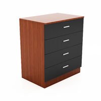 ELEGANT Modern High Gloss Wardrobe and Cabinet Furniture Set 4 Spacious Drawer Chest only. Black/Walnut