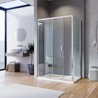 ELEGANT Sliding Shower Enclosure 1200 x 800 mm Bathroom Rectangular Cubicle Reversible 6mm Screen Door + Side Panel + Shower Tray with Waste