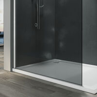 Black Stainless Steel Support Bars ELEGANT 700mm Walkin Shower Enclosure Bathroom 8mm Grey Safety Easy Clean Glass for Bath Wetroom Walk in Shower Cubicle Screen Panels