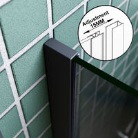 ELEGANT Bathroom Walkin Shower Door Wet Room Enclosure Screen 8mm Easy Clean Safety Glass Bath Panel Grey,700mm,Black Support Bar