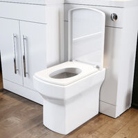 ELEGANT 1100mm L Shape Left Hand Bathroom Vanity Sink Unit, High Gloss White Vanity Unit Furniture Storage+ Basin + Ceramic Square Toilet with Concealed Cistern