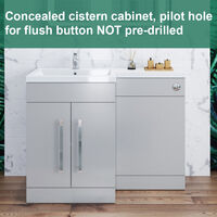 ELEGANT 1100mm Bathroom Vanity Sink Unit Furniture Storage, Left Hand Matte Grey Vanity unit + Resin Basin + Concealed Cistern