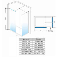 ELEGANT 760mm Frameless Wet Room Shower Screen Panel, 700mm Side panel, Walk in Shower Enclosure with Support Bar, 8mm Easy Clean Glass, 1900mm Height