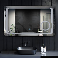 ELEGANT Anti-Fog Bathroom Mirror Illuminated LED Magnifying Mirror 1000x600mm Socket Bathroom Mirror with Shaver Socket