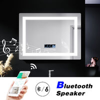ELEGANT Anti-foggy Wall Mounted Mirror LED Illuminated Bathroom Mirror with Bluetooth Audio 800 x 600 mm + Shaver Socket + Temperature Display