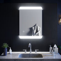 ELEGANT Horizontal Vertical Mirror Illuminated LED Bathroom Mirror Simple Style Sensor Switch 700 x 500 mm
