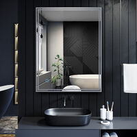 ELEGANT Horizontal Vertical Bathroom Mirror LED Bathroom Mirror with Touch Sensor 900x700mm and Demister