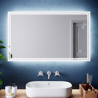 ELEGANT Horizontal Vertical Bathroom Mirror LED Bathroom Mirror with Touch Sensor 1000x600mm and Demister